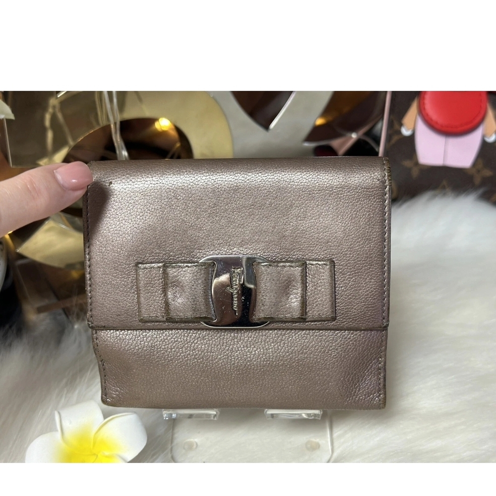 Salvatore Ferragamo Metallic Bronze Wallet